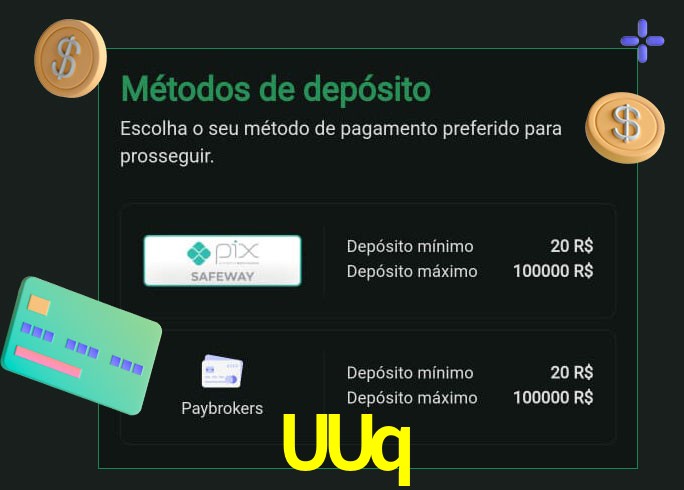 O cassino UUq oferece uma grande variedade de métodos de pagamento